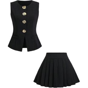 Milumia Women's 2 Outfit Button Button Frest Stest Stlazer and Skirt Set Skirt Skirt Matching Set Suit Positual Suit