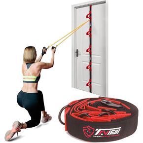 Door Anchor Strap for Resistance Bands Exercises, Multi Point Anchor Gym Attachment for Home Fitness, Portable Door Band Resistance Workout Equipment, Easy to Install (Black&Blue) in Saudi Arabia
