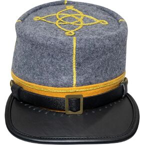 American Civil War Officer 1st Lieutenant Kepi CSA Yellow Band – Confederate Grey Wool Hat/Cap