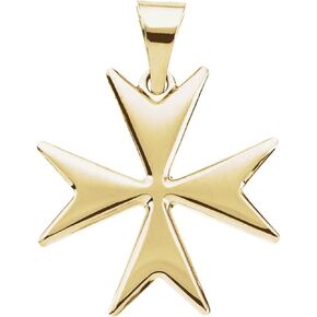 14K Yellow Gold Maltese Cross Pendant with Packaging