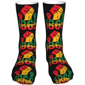 Juneteenth Fist Freedom Day 1865 Sock Novelty Crew Socks Dress Tube Stocking Gifts Decor For Men Women Teenager Travel 16 Inches