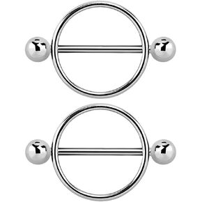 بومة مثقوبة - درع حلمة فولاذية مستديرة مع G23 Titanium Ball End Barbells ، بيعت كزوج