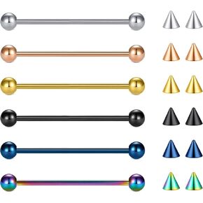 FECTAS 14G Industrial Piercing Jewelry Stainless Steel Industrial Bar Piercing Cartilage Earrings for Women Men Industrial Cartilage Helix Body Piercing Jewelry with Replacement Balls