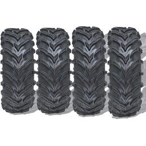 Set of 4 AT24x8-12 Front & AT24x10-11 Rear All-Surface ATV UTV Off-Road Tires, 6PR Tubeless.