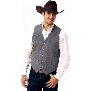 Men's Suede Leather Vest Casual Cowboy Western Vests Mens Waistcoat in Saudi Arabia