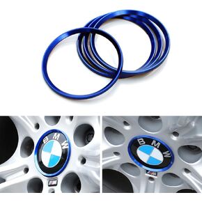 4 Pieces Alloy Car Wheel Rim Center Cap Hub Rings Decoration for Audi A3 A4 A5 Q3 Q5 Q7 TT Quattro, BMW X1 X3 X5 1 3 5 6 7 Series (Blue)