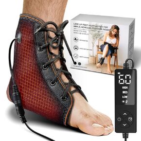 sticro Ankle Heating Pad with Lace-up Design for Sprained Ankle & Achilles Tendonitis Recovery, Auto-Off Heating Pad for Foot Pain Relief with 3 Heat & 5 Timer Settings for Men/Women(L/XL)