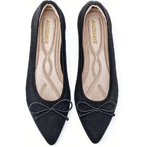 Flats for Womens Classic Pointed Toe Ballet Flats Comfortable Knit Dressy Bow Lightweight Casual for Work Office Flats Shoes