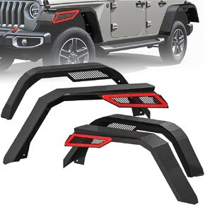 OEDRO Fender Flares Compatible with 2018-2024 Jeep Wrangler JL&JLU Unlimited (2-Door/4-Door) w/Signal Lights, Off-Road Mud Guard Steel Front & Rear 4 PCS Set