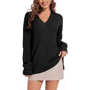Women's V Neck Oversized Sweaters for Women Off Shoulder Loose Knit Jumper Pullover Tops in Kuwait