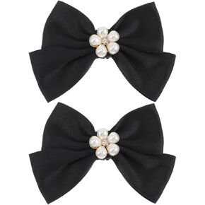 Bow Shoe Clips 1 Pair Removable Buckle Elegant Pearl Charms Decoration DIY for Women Girls Bridal Wedding