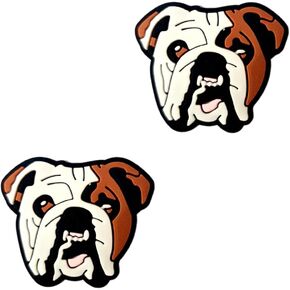 English Bulldog Dog Shoe Charms - Cute Animal Decoration Charms Gift for Boys Kids Teens and Adults - Set of 2