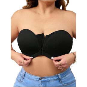 Wdirara Women's Plus Size Size Front Front Front Bandeau Bra Seamless Wireless Bralette Tube Top