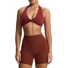 Aoxjox Women's Workout Halter Sport Bras Fitness Backless Padded Rosie Bra Yoga Crop Tank Top