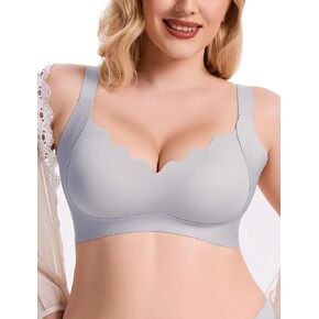 Gailife Scalloped Lift Bras for Women Soft Push Up Wireless Bra Supportive V Neck No Underwire Seamless Tshirt Bralettes
