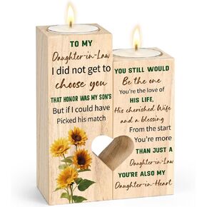 Daughter Gift from Mom, Wooden Candle Holders, Wooden Candlestick for Daughter, Birthday Gifts for Christmas Mother's Day Graduation Wedding Gift