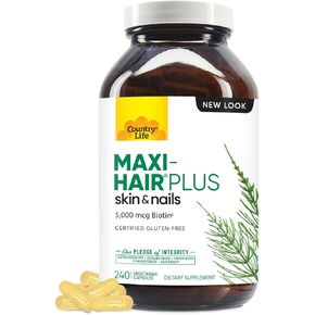 Country Life, Maxi-Hair Plus Biotin, Supports Healthy Hair, Skin and Nails, Daily Supplement, 240 ct