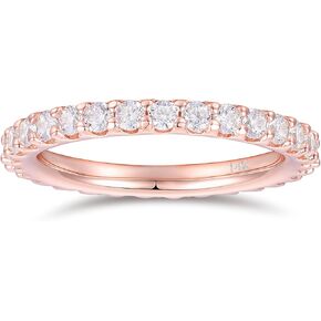 14K Solid Gold Moissanite Rings 2mm Moissanite Full Eternity Bands 14K White Gold Moissanite Wedding Ring for Women