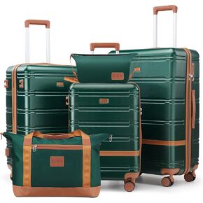 Luggage Sets 3 Piece, Suitcases with Wheels, Hardshell Suitcase Set, PC+ABS Carry on Luggage Set with TSA Lock, Travel Luggage (Drak Green)