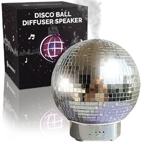 Scandinordica Disco Ball Diffuser Speaker - كبير 300 مل من Disco Disco Ball Diffuser مع عملية همسة هادئة ، و 7 ألوان LED Light Light و 4 إعدادات الوقت | مكبر صوت بلوتوث لطيف