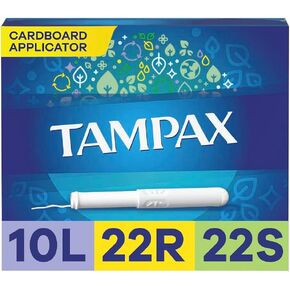 Tampax Tampons Multipack, Lite/Regular/Super Absorbency, Cardboard Applicator, Leakgaurd Skirt, Unscented, 54 Count