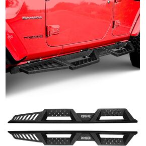 ROADER JL Running Boards for 2018-2022 2023 2024 Jeep Wrangler JL 4 Door, Drop Down Side Steps Rails, Bow Design Nerf Bars, Black Powder Coated Slip-Proof Textured Bolt-on Step Bars (No for 2D & JK)