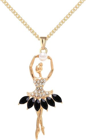 Ballerina Necklace for Women Charm Crystal Rhinestone Ballerina Pendant Necklace Dainty Sweet Dancer Dancing Necklace Ballet Recital Themed Dancer Gifts in Saudi Arabia