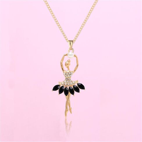 Ballerina Necklace for Women Charm Crystal Rhinestone Ballerina Pendant Necklace Dainty Sweet Dancer Dancing Necklace Ballet Recital Themed Dancer Gifts in Saudi Arabia