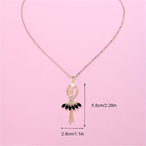 Ballerina Necklace for Women Charm Crystal Rhinestone Ballerina Pendant Necklace Dainty Sweet Dancer Dancing Necklace Ballet Recital Themed Dancer Gifts in Saudi Arabia