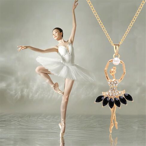 Ballerina Necklace for Women Charm Crystal Rhinestone Ballerina Pendant Necklace Dainty Sweet Dancer Dancing Necklace Ballet Recital Themed Dancer Gifts in Saudi Arabia