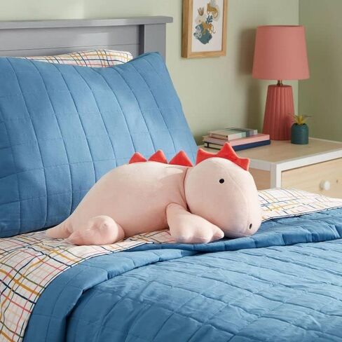 1.4 LB Weighted Stuffed Stegosaurus Animals Plush - 16 Inch Squished Long Dinosaur Jumbo Pillow - Kawaii Plushies Hugging Toy Gifts for Kids - Soft Pink Dino Stuffed Animal Toy (Stegosaurus) in Saudi Arabia