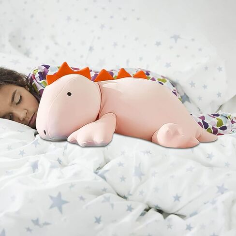 1.4 LB Weighted Stuffed Stegosaurus Animals Plush - 16 Inch Squished Long Dinosaur Jumbo Pillow - Kawaii Plushies Hugging Toy Gifts for Kids - Soft Pink Dino Stuffed Animal Toy (Stegosaurus) in Saudi Arabia