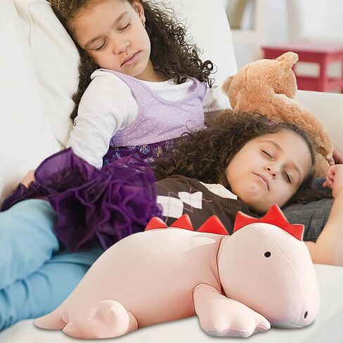 1.4 LB Weighted Stuffed Stegosaurus Animals Plush - 16 Inch Squished Long Dinosaur Jumbo Pillow - Kawaii Plushies Hugging Toy Gifts for Kids - Soft Pink Dino Stuffed Animal Toy (Stegosaurus) in Saudi Arabia