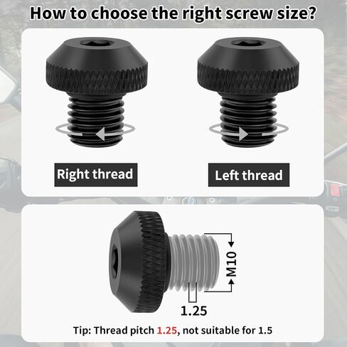 3 PCS دراجة نارية مرايا الثقب قابس M10x1.25 لمعظم دراجة نارية الخلفية البراغي المرآة ثقب متوافق مع CRF250 CB500F Z125 Z400 Z650 Z800 Z900 Z1000 MT07 MT09 MT10 MT10 MT125 (أسود) in Saudi Arabia
