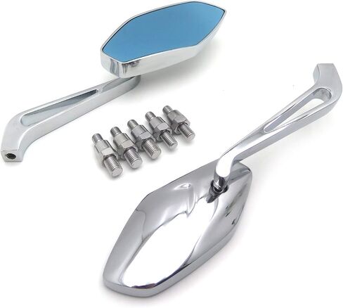 HTTMT MT400-009- Aluminum Chrome Mirrors Compatible With Most Motorcycle With 8mm Or 10mm Clockwise Suzuki Kawasaki Yamaha Harley Handlebar Mount in Saudi Arabia