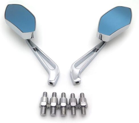 HTTMT MT400-009- Aluminum Chrome Mirrors Compatible With Most Motorcycle With 8mm Or 10mm Clockwise Suzuki Kawasaki Yamaha Harley Handlebar Mount in Saudi Arabia