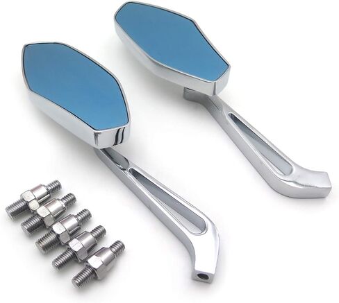 HTTMT MT400-009- Aluminum Chrome Mirrors Compatible With Most Motorcycle With 8mm Or 10mm Clockwise Suzuki Kawasaki Yamaha Harley Handlebar Mount in Saudi Arabia