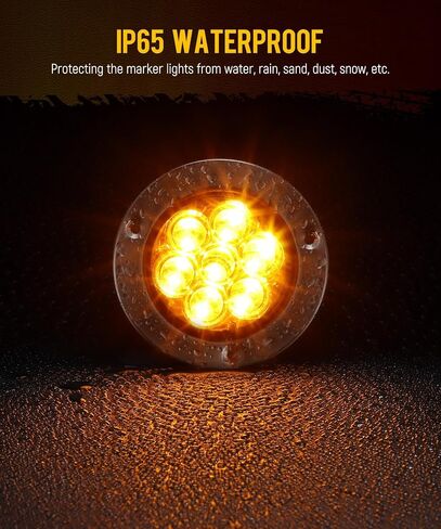 Partsam 10Pcs 2 inch Amber 7LED Side Marker Clearance Light Turn Signal with Stainless Steel Bezel For Trailer Truck, High/Low Brightness in Saudi Arabia