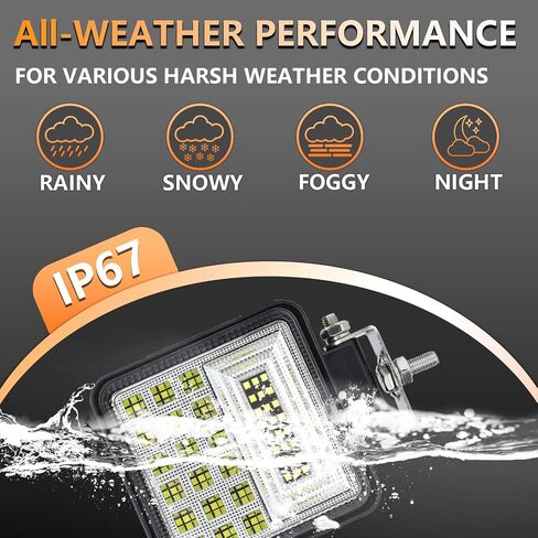 LED Work Lights for Truck, 4 Inch Cube LED Pods Lights 126W 10000lm 12V 24V Driving for Tractor ATV UTV Boat Pickup Golf Cart Snowblower Square Light Pods, Combo Beam in Saudi Arabia