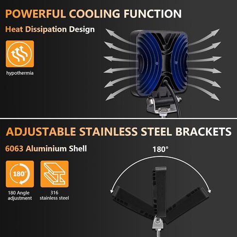 LED Work Lights for Truck, 4 Inch Cube LED Pods Lights 126W 10000lm 12V 24V Driving for Tractor ATV UTV Boat Pickup Golf Cart Snowblower Square Light Pods, Combo Beam in Saudi Arabia