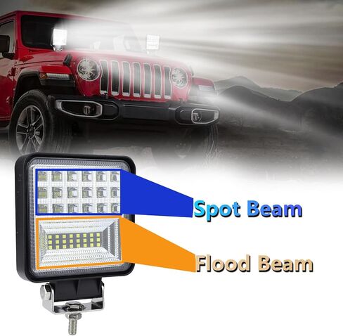 LED Work Lights for Truck, 4 Inch Cube LED Pods Lights 126W 10000lm 12V 24V Driving for Tractor ATV UTV Boat Pickup Golf Cart Snowblower Square Light Pods, Combo Beam in Saudi Arabia