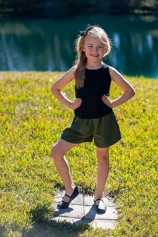 Arshiner Girls Summer 2 Piece Outfit Sleeveless Top and Paperbag Waist Shorts with Pockets Kids Shorts Set Ages 5-13 in Saudi Arabia