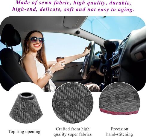 Car Shift Knob Dust Cover, Racing Style Shift Knob Boot Dust Cover with Stitching, Fabric Manual/Automatic Shifter Shift Boot Protector, Universal Car Accessories (Gray) in Saudi Arabia