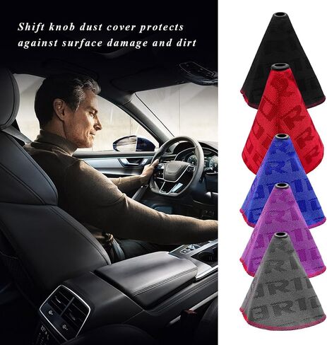 Car Shift Knob Dust Cover, Racing Style Shift Knob Boot Dust Cover with Stitching, Fabric Manual/Automatic Shifter Shift Boot Protector, Universal Car Accessories (Gray) in Saudi Arabia