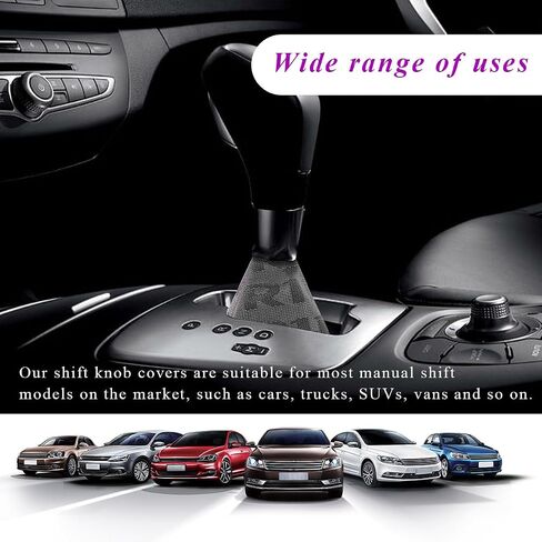Car Shift Knob Dust Cover, Racing Style Shift Knob Boot Dust Cover with Stitching, Fabric Manual/Automatic Shifter Shift Boot Protector, Universal Car Accessories (Gray) in Saudi Arabia
