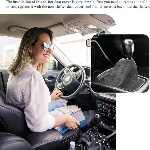 Car Shift Knob Dust Cover, Racing Style Shift Knob Boot Dust Cover with Stitching, Fabric Manual/Automatic Shifter Shift Boot Protector, Universal Car Accessories (Gray) in Saudi Arabia