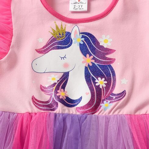 DXTON Girls Summer Dresses Tutu Short Sleeve Party Casual Outfits Tulle Dress 3-12 Years in Saudi Arabia