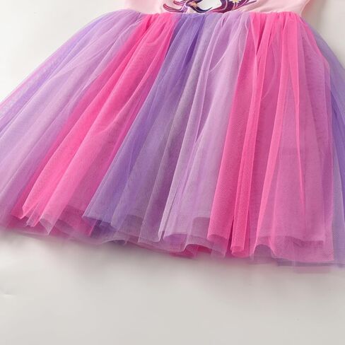 DXTON Girls Summer Dresses Tutu Short Sleeve Party Casual Outfits Tulle Dress 3-12 Years in Saudi Arabia