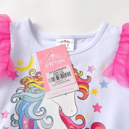 DXTON Girls Summer Dresses Tutu Short Sleeve Party Casual Outfits Tulle Dress 3-12 Years in Saudi Arabia