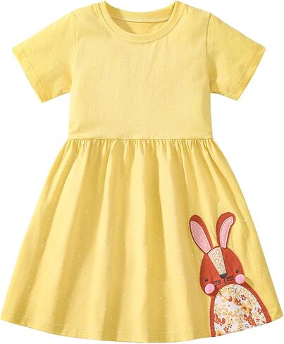 Youlebao Little Girls Short Sleeve Dresses Cotton Casual Clothing in Kuwait